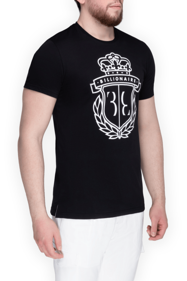 Billionaire contrasting black t-shirt with a large monochrome crest and mirrored logo 160074 - photo 3