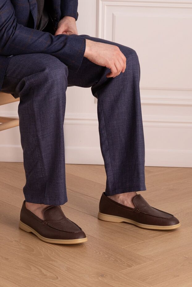 Cesare di Napoli purple leather loafers for men 160114 - photo 2