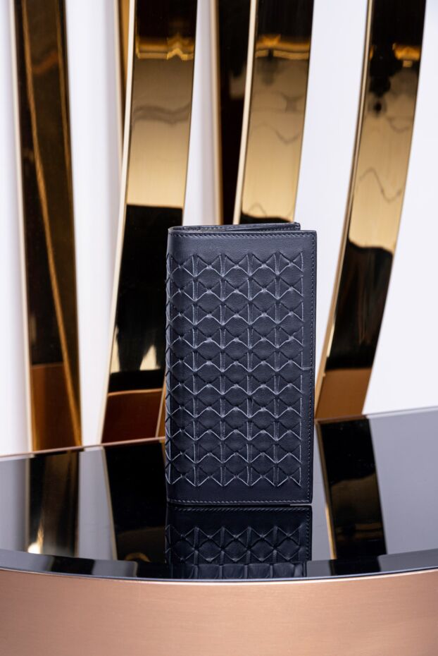 Serapian men’s blue clutch with mosaico leather weaving 160128 - photo 2