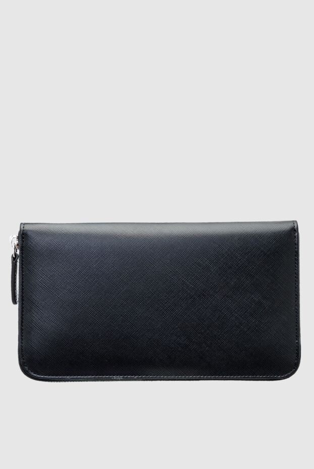 Men's black textured leather clutch-wallet - photo 1