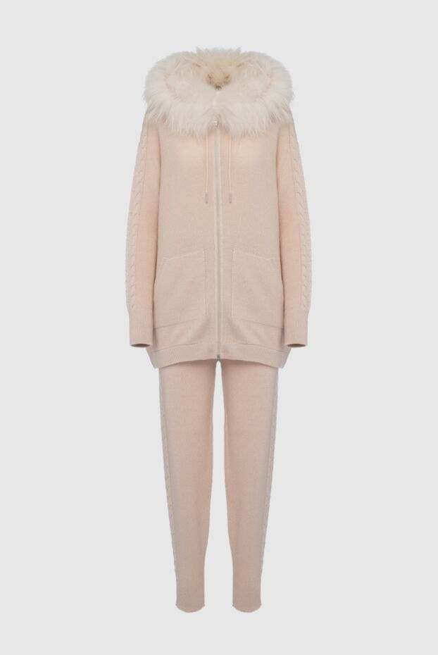 Panicale women's beige suit made of wool, silk and cashmere with fur trim on the hood
160516 - photo 1