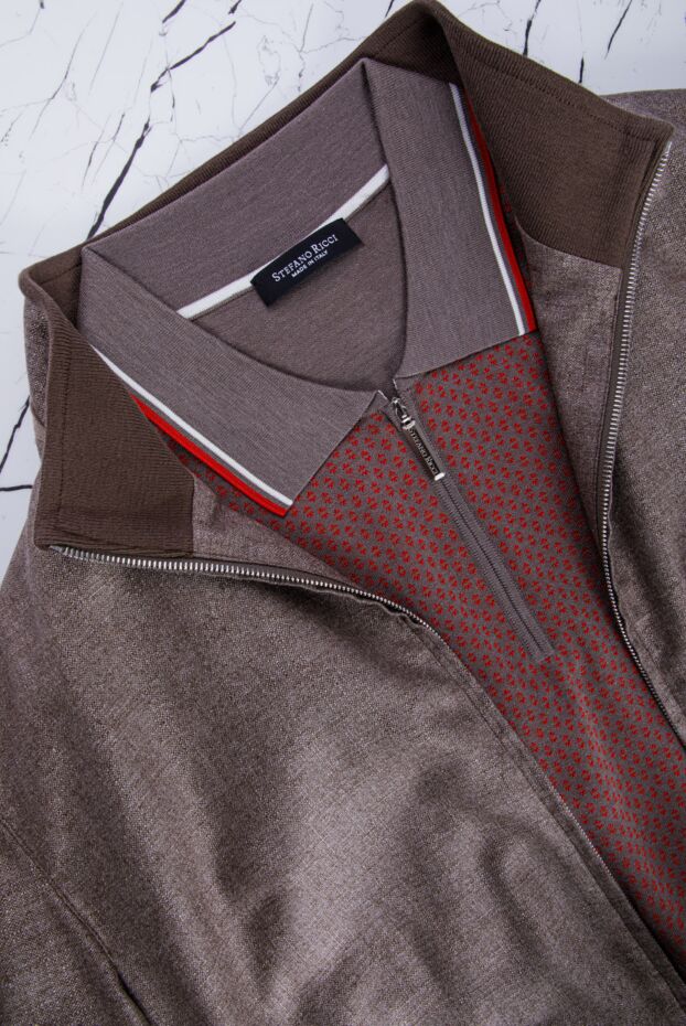 Stefano Ricci silk polo shirt in brown and red with contrasting trim
 160580 - photo 2