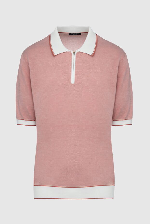 Stefano Ricci men's soft pink knitted polo shirt with a zipper 160627 - photo 1