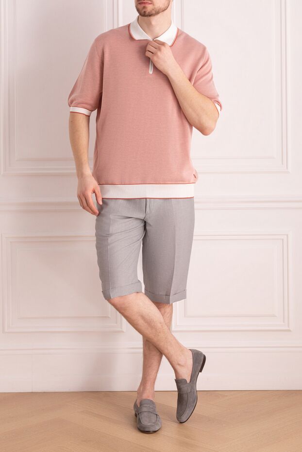 Stefano Ricci men's soft pink knitted polo shirt with a zipper 160627 - photo 2