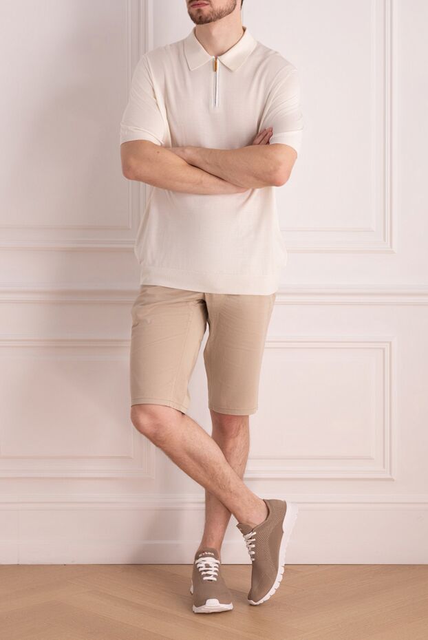Stefano Ricci milk-colored silk polo shirt with collar and zipper
 160632 - photo 2