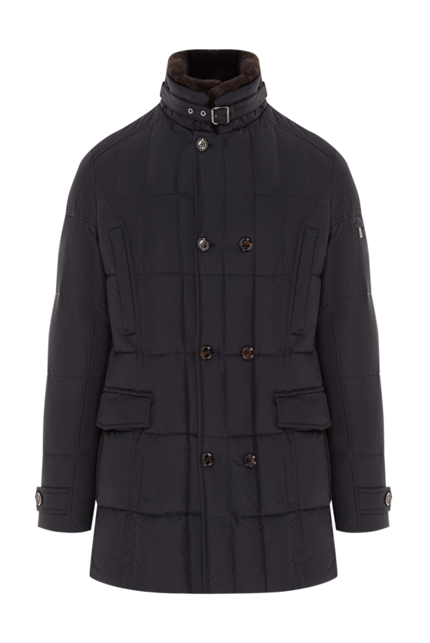 Moorer men's blue double-breasted down jacket with a high collar and fur lining
160676 - photo 1