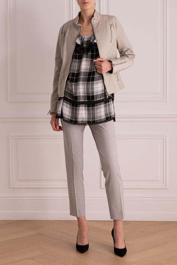 Lorena Antoniazzi light designer jacket made of smooth leather with an accent on the waist 160714 - photo 2