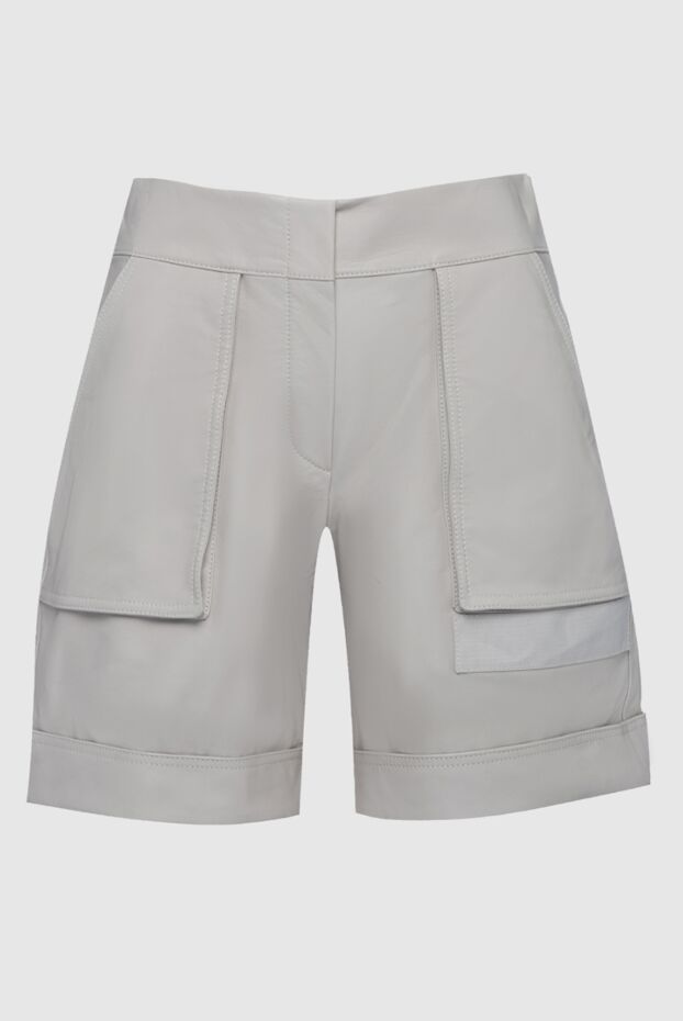 Lorena Antoniazzi grey leather cargo shorts with patch pockets and ecru turn-ups 160715 - photo 1