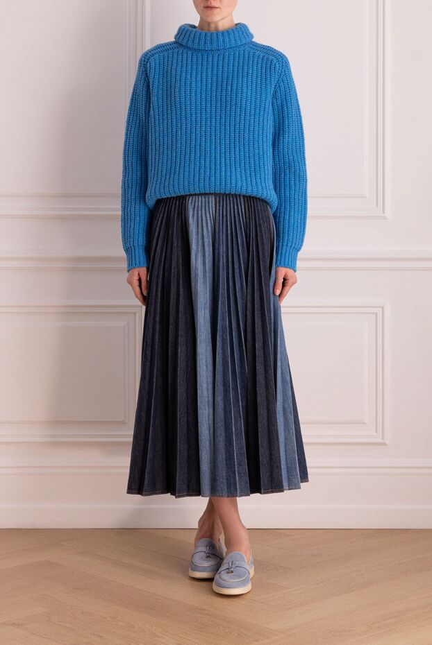 Dior two tone pleated denim midi skirt 160783 - photo 3