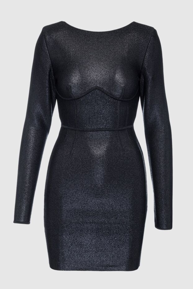 Herve Leger платье мини черное с открытой спиной и блестящим напылением женское 160865 - фото 1