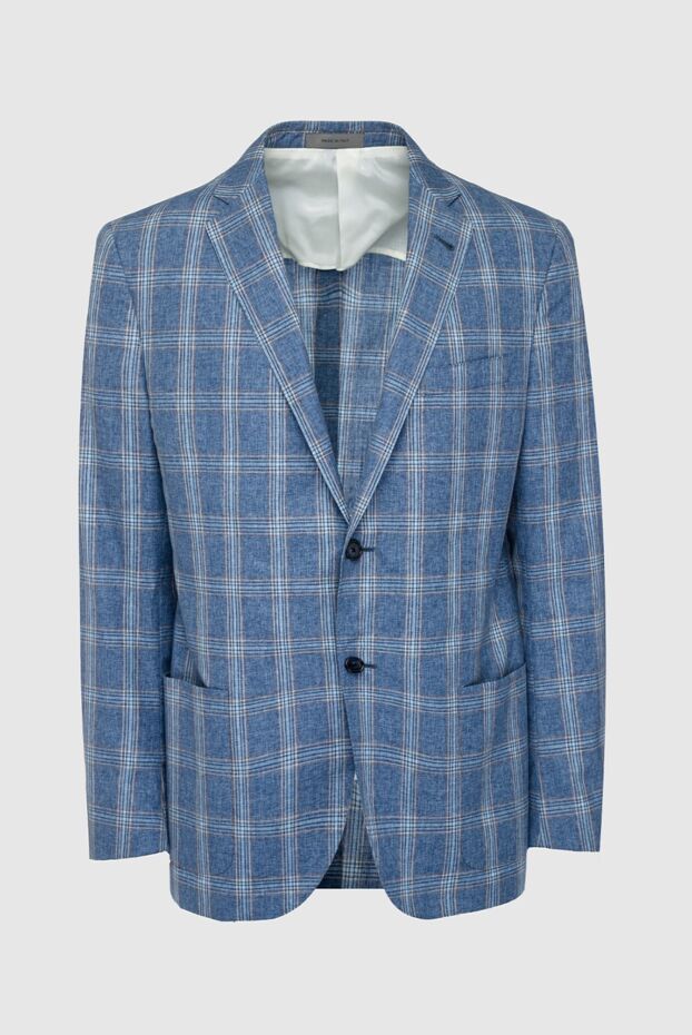 Corneliani light blue jacket with large check pattern and soft lapels made of natural fabric 161238 - photo 1