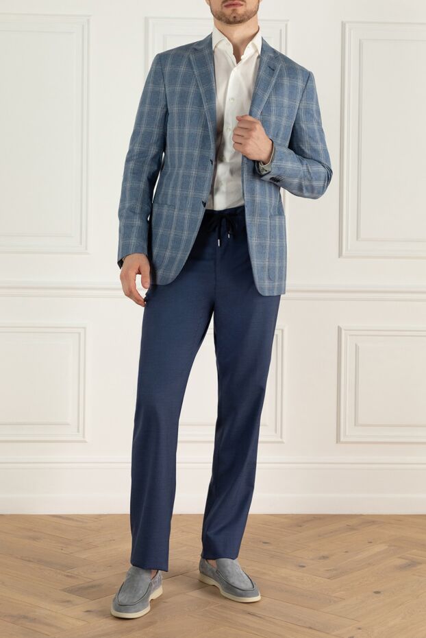 Corneliani light blue jacket with large check pattern and soft lapels made of natural fabric 161238 - photo 2