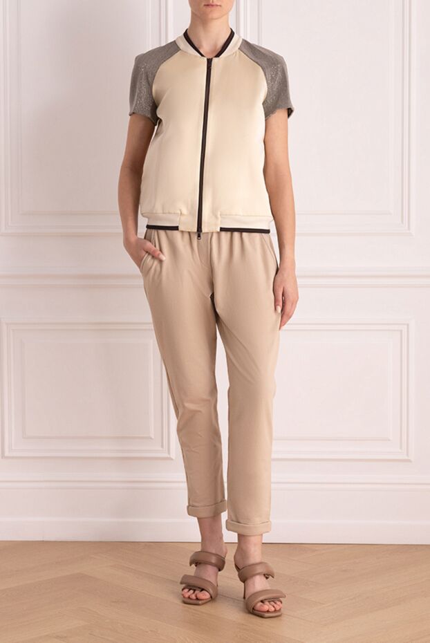 Brunello Cucinelli жеңдері бар бежевый қысқа сыдырма күрте 161300 - фото 2