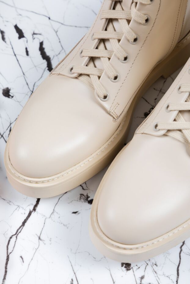 Santoni women's white leather boots with a ribbed cuff 161412 - photo 2