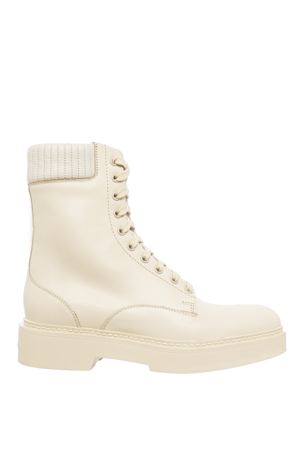 Santoni women's white leather boots with a ribbed cuff 161412 - photo 1
