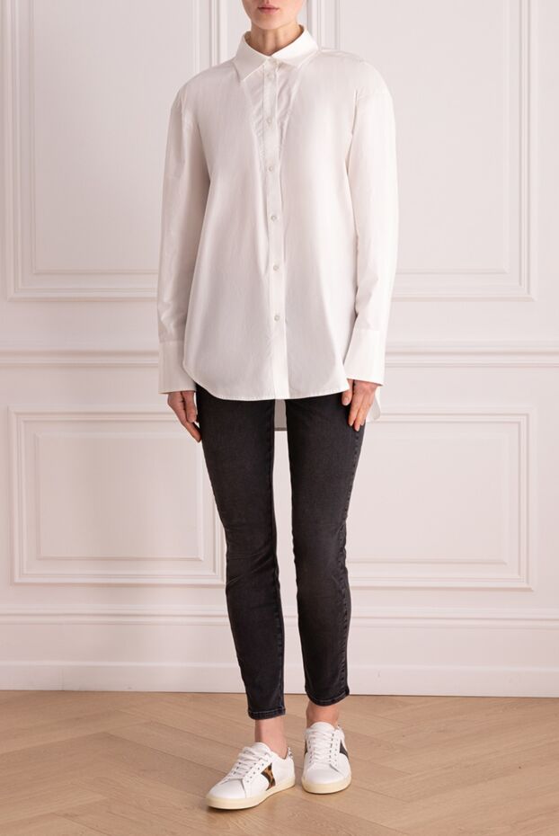 MSGM women's blouse with purple ruffles white 161424 - photo 2