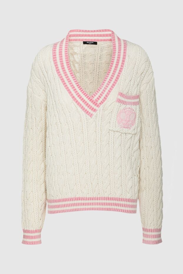 Balmain knitted jumper with a deep neckline and a decorative pocket with an emblem
161483 - photo 1