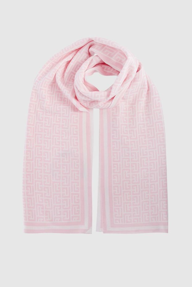 Women's pink woolen scarf with a pattern - photo 1