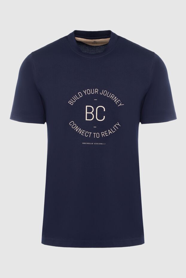 Brunello Cucinelli көк түсті ерлерге арналған мақтадан жасалған, өрнегі бар футболка 161548 - фото 1