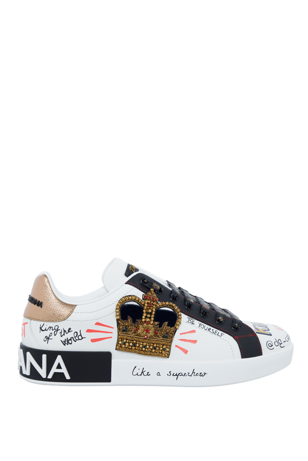 Dolce & Gabbana сникеры portofino из принтованной телячьей кожи наппа с нашивкой 161587 - фото 1