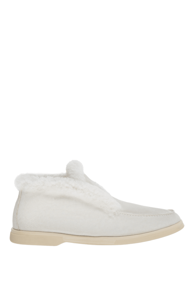Cesare di Napoli loafers women's suede with fur and white sole white 161659 - photo 1