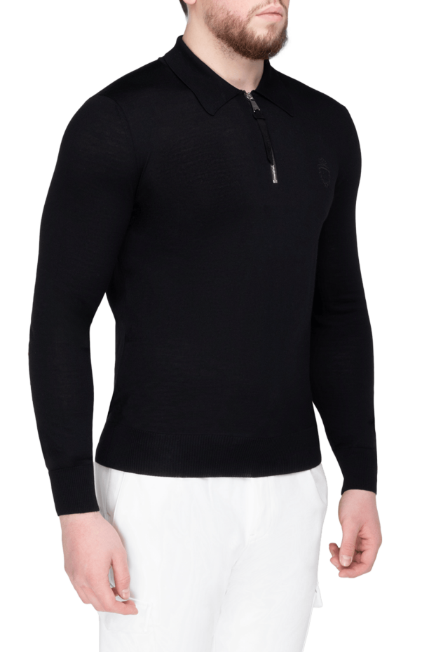 Billionaire men's long-sleeved polo shirt in a noble anthracite shade with a zipper 161687 - photo 3