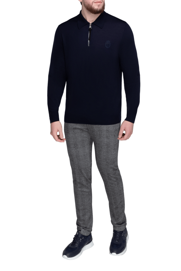 Billionaire men's midnight blue long sleeve polo shirt with zip 161688 - photo 2