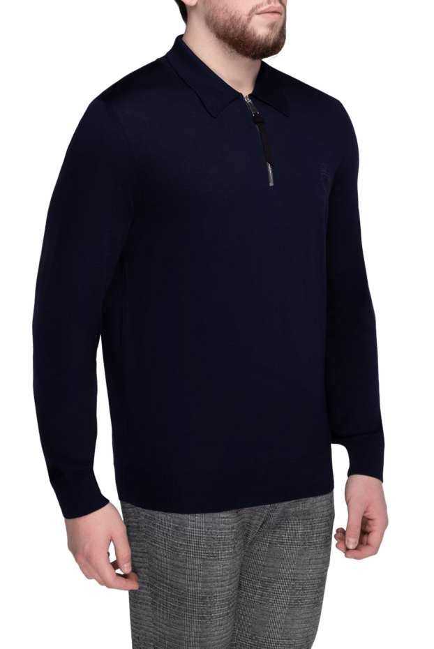 Billionaire men's midnight blue long sleeve polo shirt with zip 161688 - photo 3