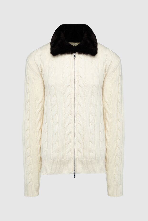 Tombolini cardigan for men made of wool and natural fur white 161715 - photo 1