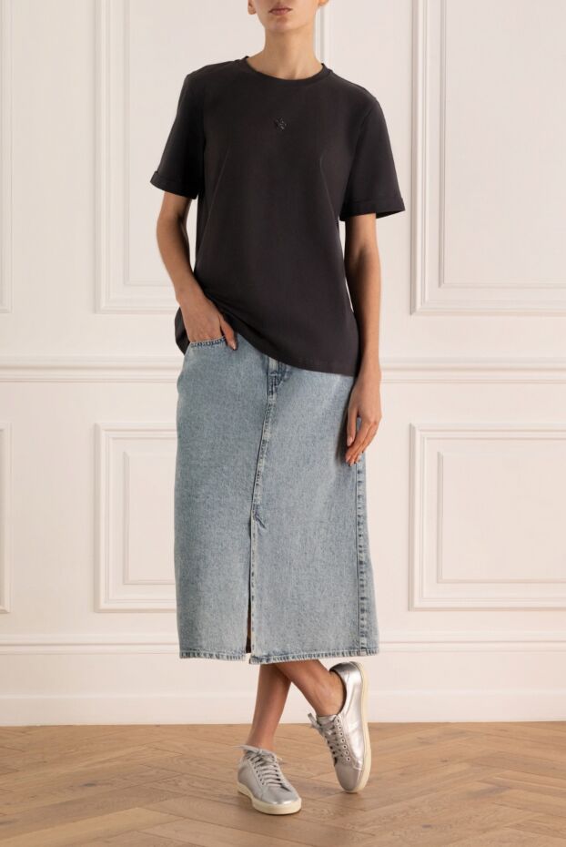 Isabel Marant blue a-line skirt made of washed denim with a slit in the center 161759 - photo 3