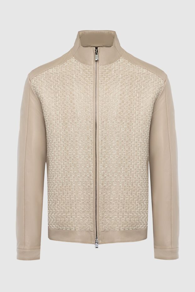 Torras men’s beige leather jacket decorated with weaving 161813 - photo 1