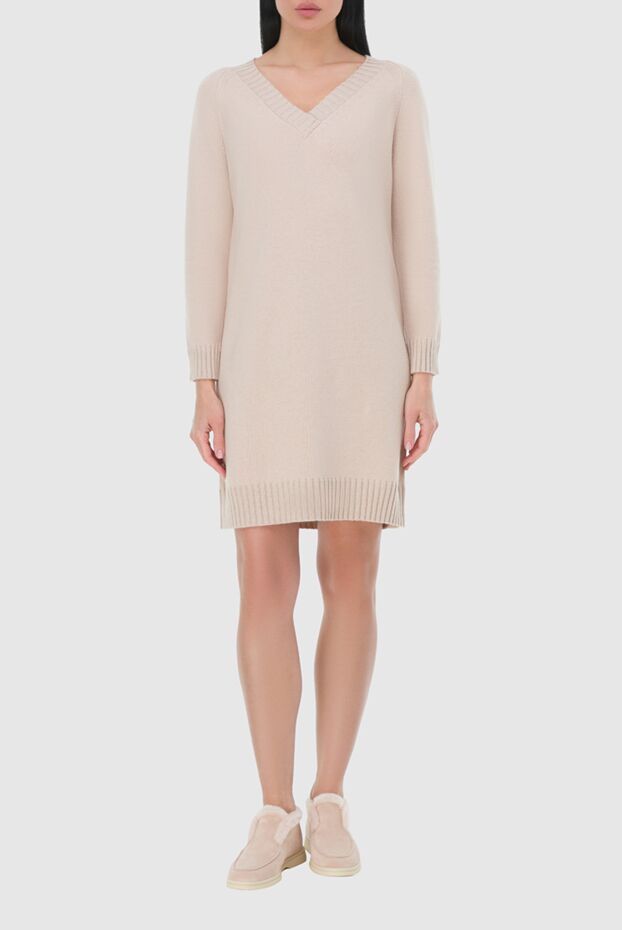 Panicale beige women’s dress with a v-neck collar 161912 - photo 2