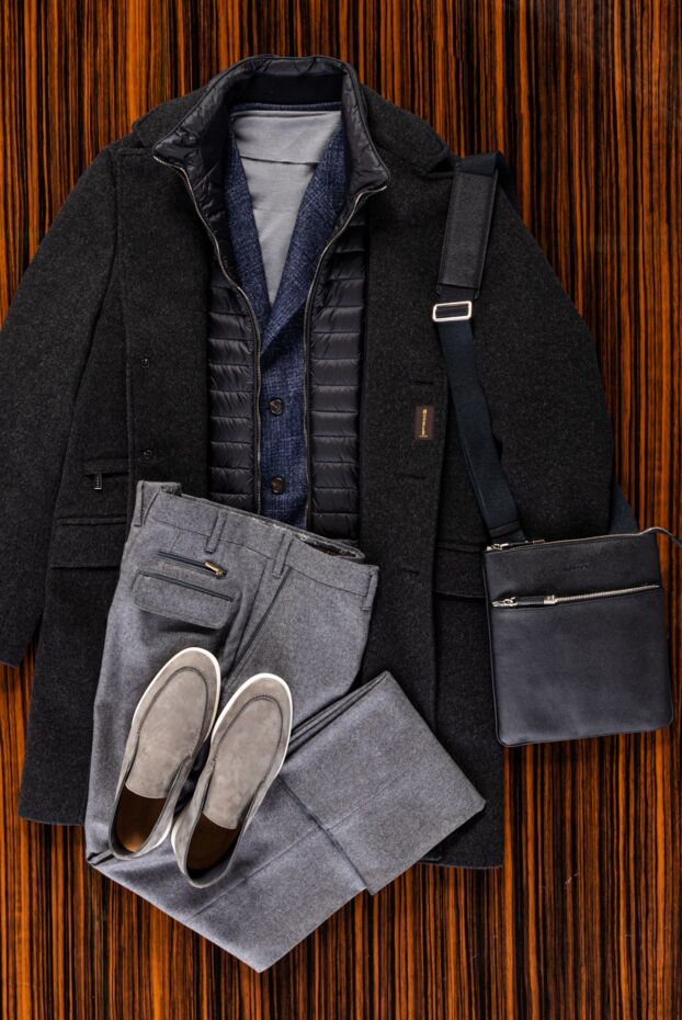Moorer gray wool and cashmere coat for men 161916 - photo 2