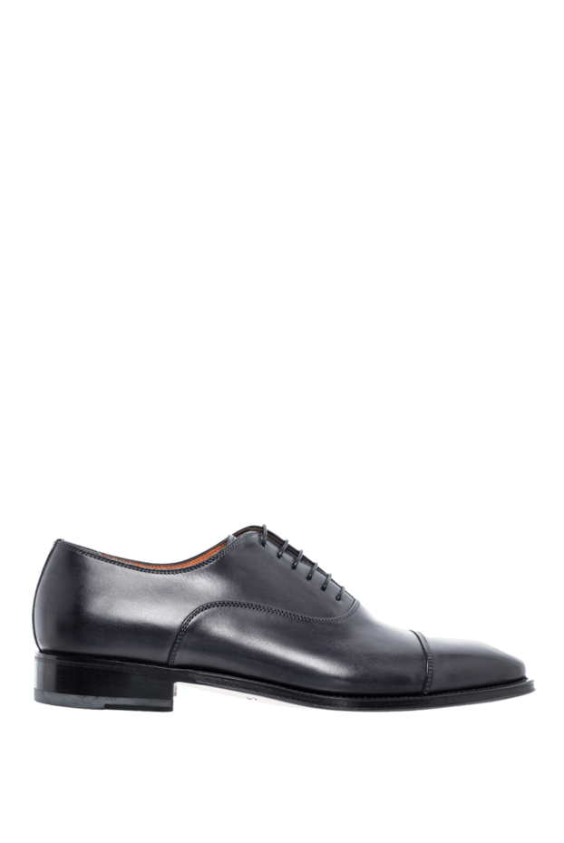Туфли оксфорды cap-toe темно-синие кожаные мужские - фото 1