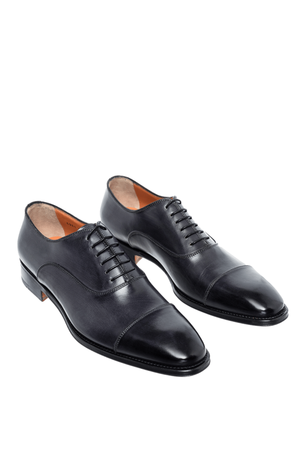 Santoni dark blue leather cap-toe oxford shoes for men 161936 - photo 3