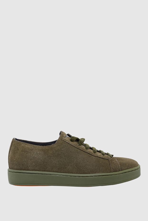 Santoni сникеры из нубука зеленые мужские 161951 - фото 1