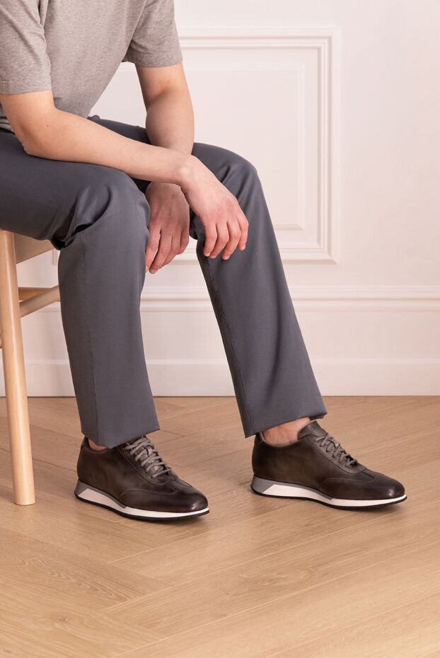 Santoni hand-dyed sneakers made from soft calfskin with a low profile and simple lacing
 161960 - photo 2
