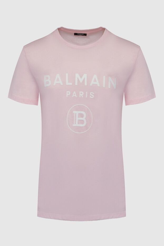 Balmain женская футболка хлопковая розовая с логотипом 161981 - фото 1