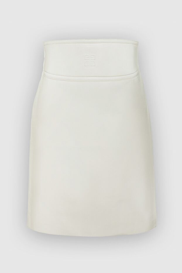 Givenchy strict white skirt made of genuine leather with a shaped belt 162029 - photo 1