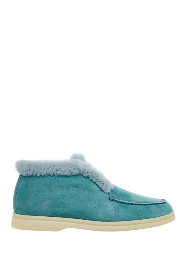 Loro Piana loafers women's nubuck and fur green 162049 - photo 1