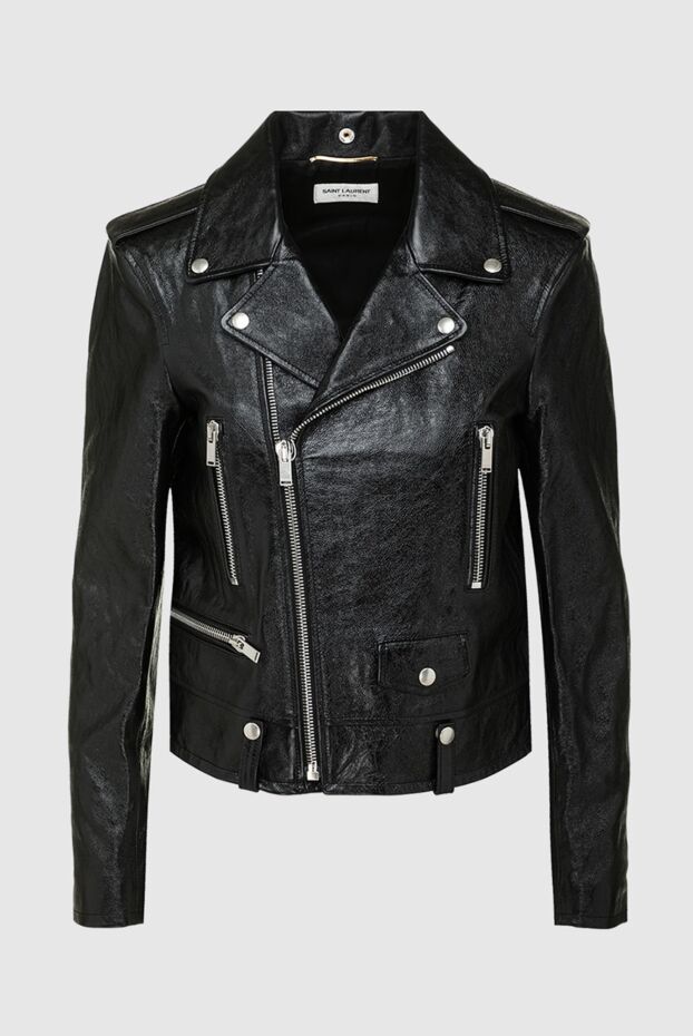 Saint Laurent асимметриялық найзағай және қақпақтары бар шынайы былғарыдан жасалған әйелдер былғары байкер курткасы
162152 - фото 1