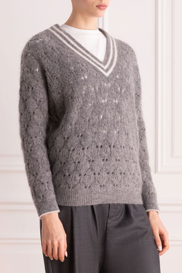 Brunello Cucinelli soft mohair jumper with contrast collar trim
 162231 - photo 3