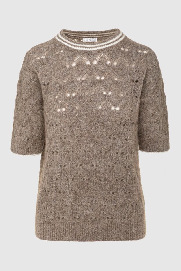 Brunello Cucinelli beige women’s jumper with textured knitting and short sleeves 162251 - photo 1