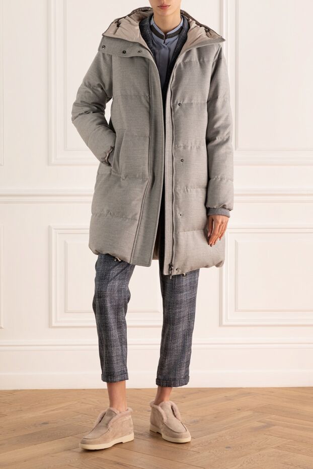 Tonet gray women's wool down jacket with hood and hidden fastener
 162352 - photo 2