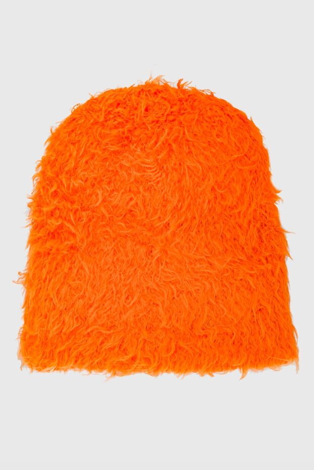 Women's bright orange fur hat - photo 1
