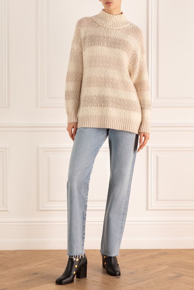 Peserico beige women’s jumper with textured knitting and sequins 162415 - photo 2