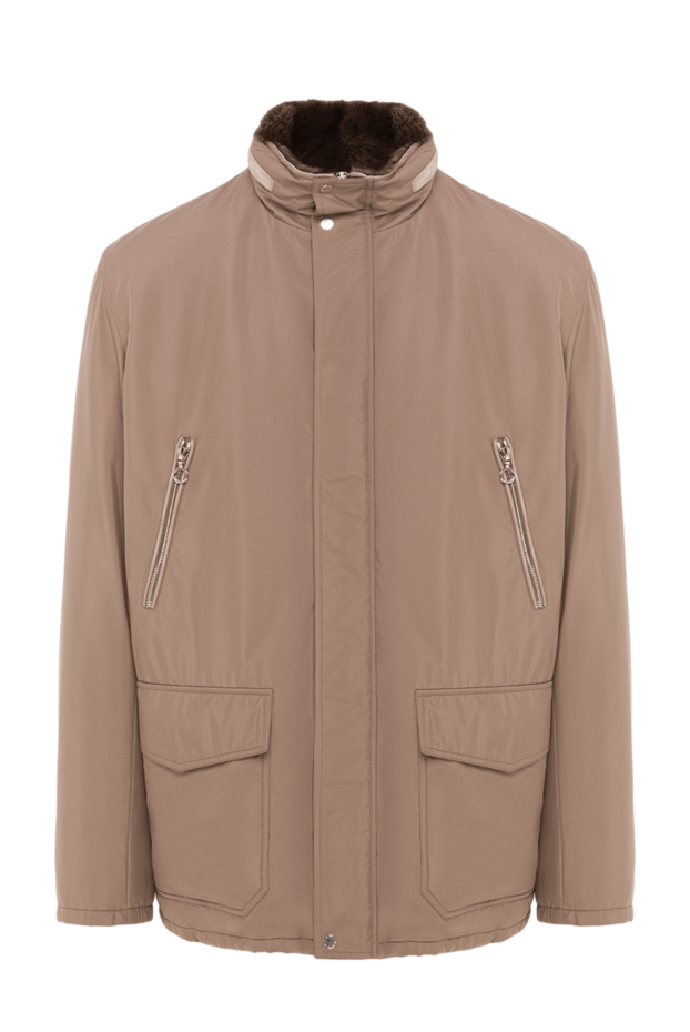 Seraphin men's beige extended jacket insulated with contrasting fur 162486 - photo 1