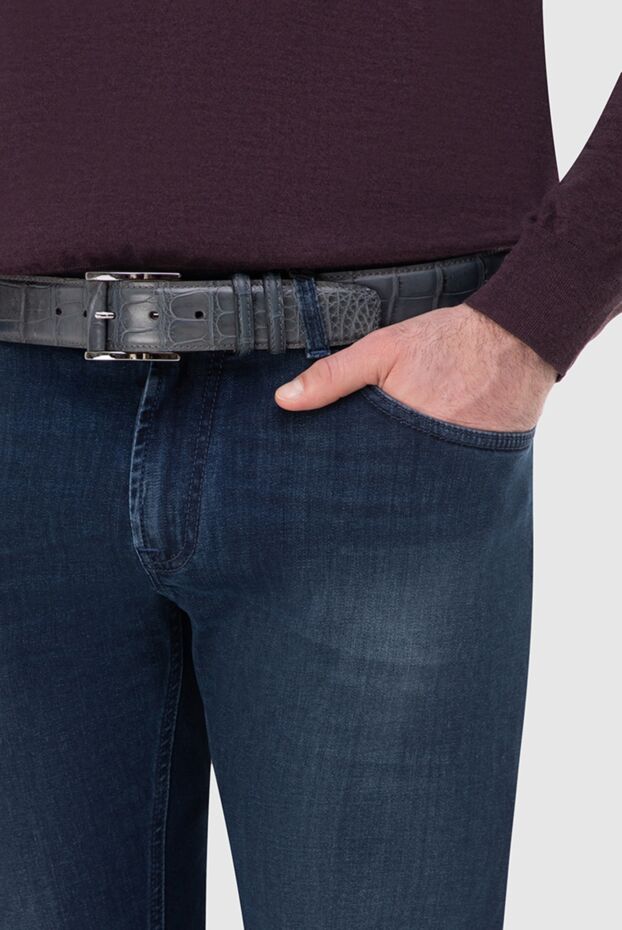 Cesare di Napoli gray-green crocodile leather belt for men 162503 - photo 3