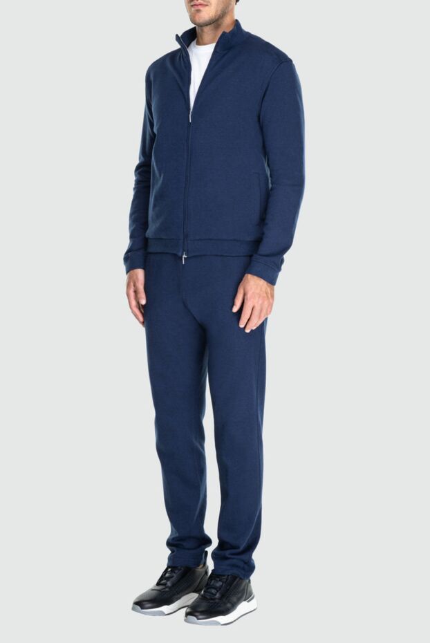 Cesare di Napoli men’s fitted blue cotton tracksuit with stand-up collar 162508 - photo 2
