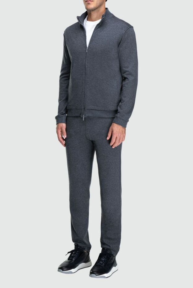Cesare di Napoli men’s fitted grey cotton tracksuit with stand-up collar 162509 - photo 2